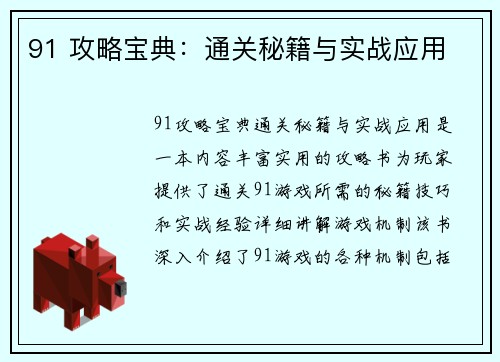 91 攻略宝典：通关秘籍与实战应用