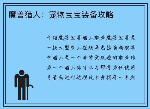 魔兽猎人：宠物宝宝装备攻略